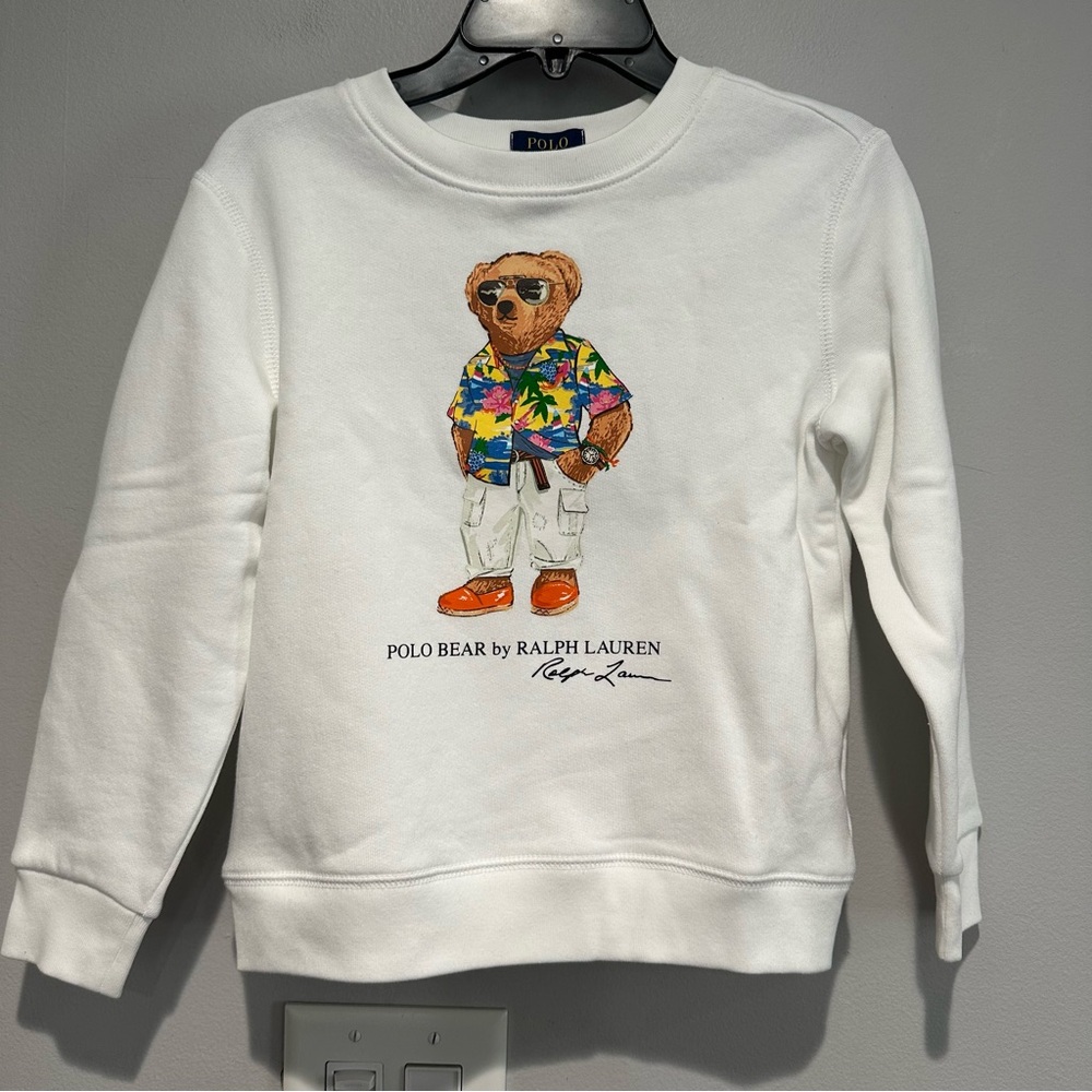 NEW Polo Bear Ralph Lauren White Sweatshirt Size 7
